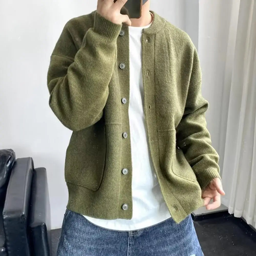 Streetwear Sweater Coat Stylish Men's Knitted Cardigan Sweater