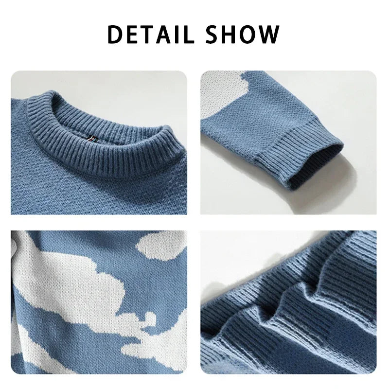 Unisex Casual Sweater Cloud Pattern  Pullover