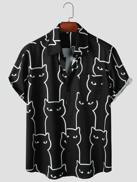 Vintage shirt Cats Print Men's