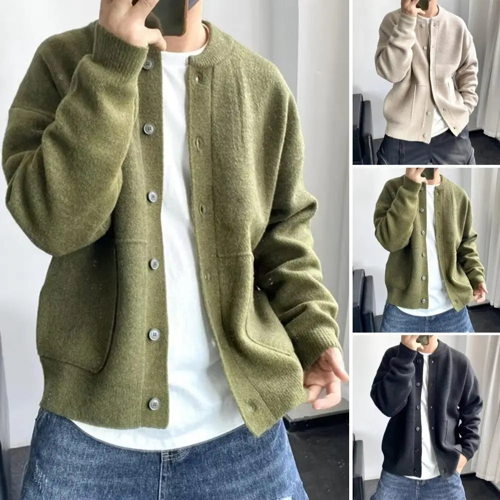 Streetwear Sweater Coat Stylish Men's Knitted Cardigan Sweater