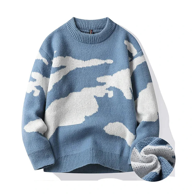 Unisex Casual Sweater Cloud Pattern  Pullover