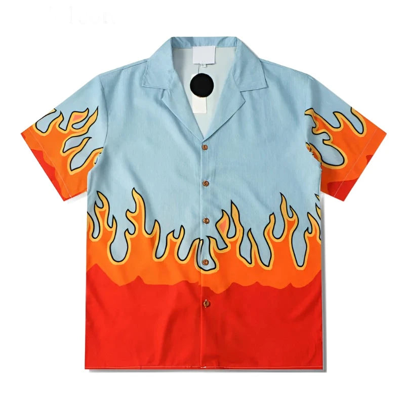 Flame Polo Streetwear T-Shirt Men