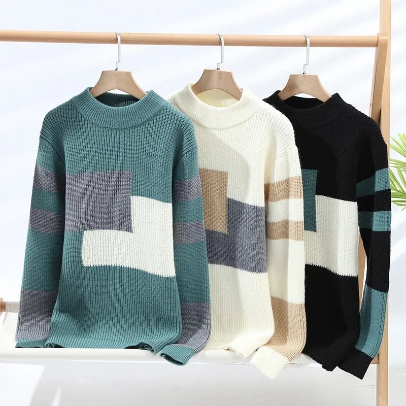 Knitted Pattern Sweater Men Streetwear Fashion