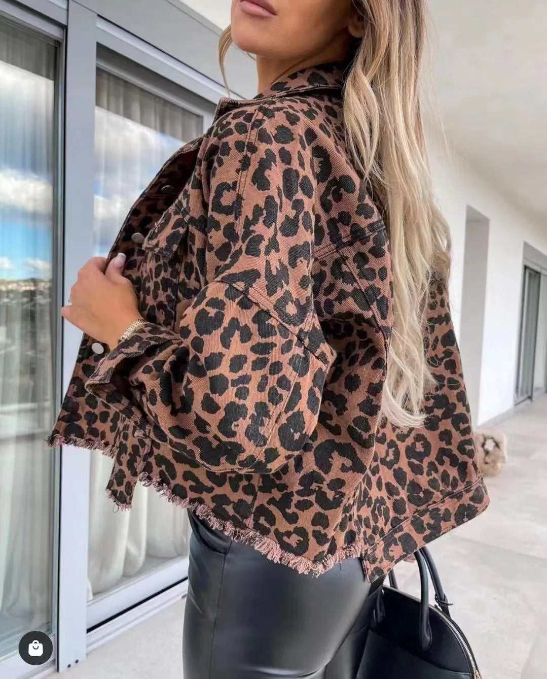 Denim Jacket Women Leopard Print Jeans