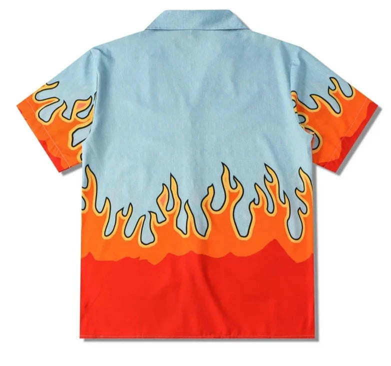 Flame Polo Streetwear T-Shirt Men