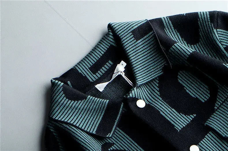 Retro Polo Collar Letter Print Loose Leisure Streetwear Cardigan